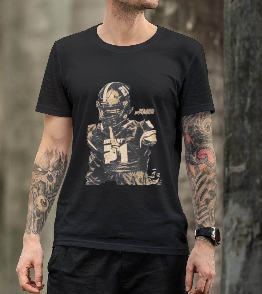 Bryant Bulldogs Nelson Sparrow No 21 Safety Distressed Football T-Shirt