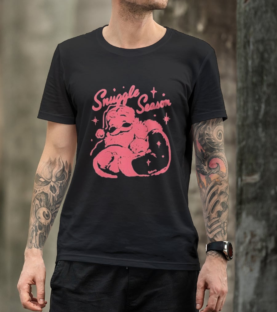 Snuggle Season Santa Claus Christmas Cat T-Shirt