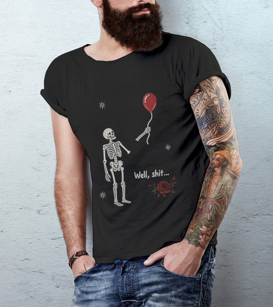 Skeleton Lost Balloon Well Shit Rose T-Shirt