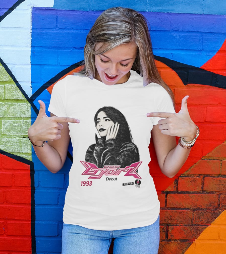 Bjork Debut 1993 Woman Hands On Face Pink T-Shirt