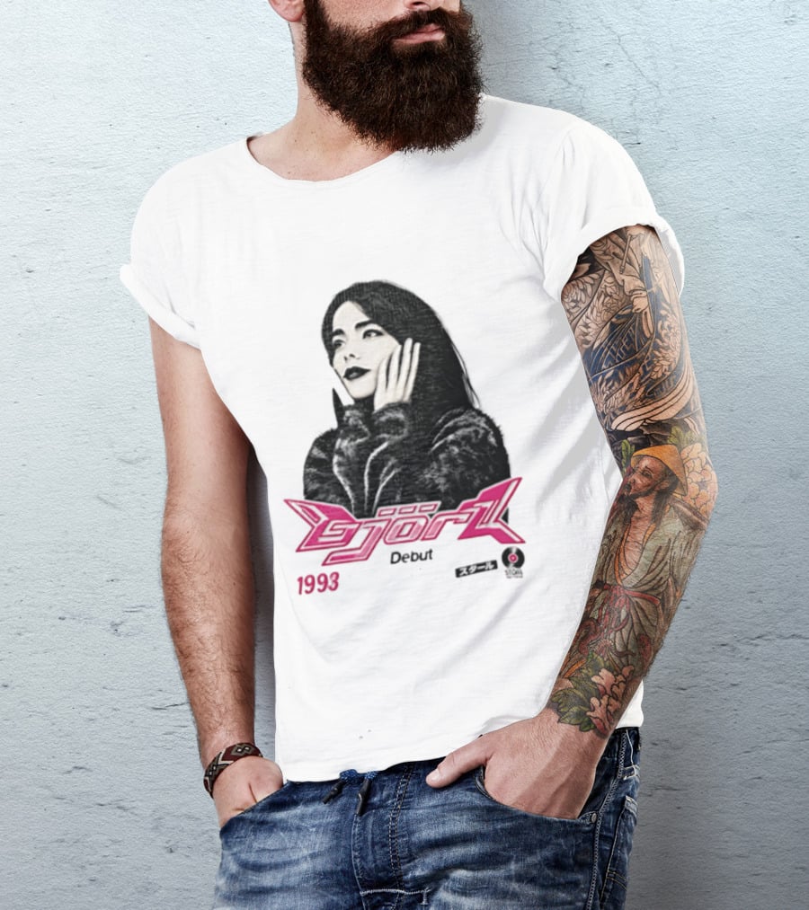 Bjork Debut 1993 Woman Hands On Face Pink T-Shirt