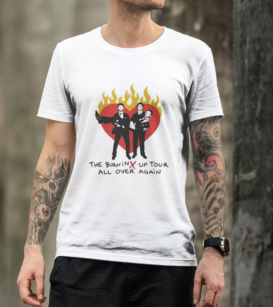 Jonas Brothers Burnin Up Tour All Over Again Fiery Heart Trio T-Shirt