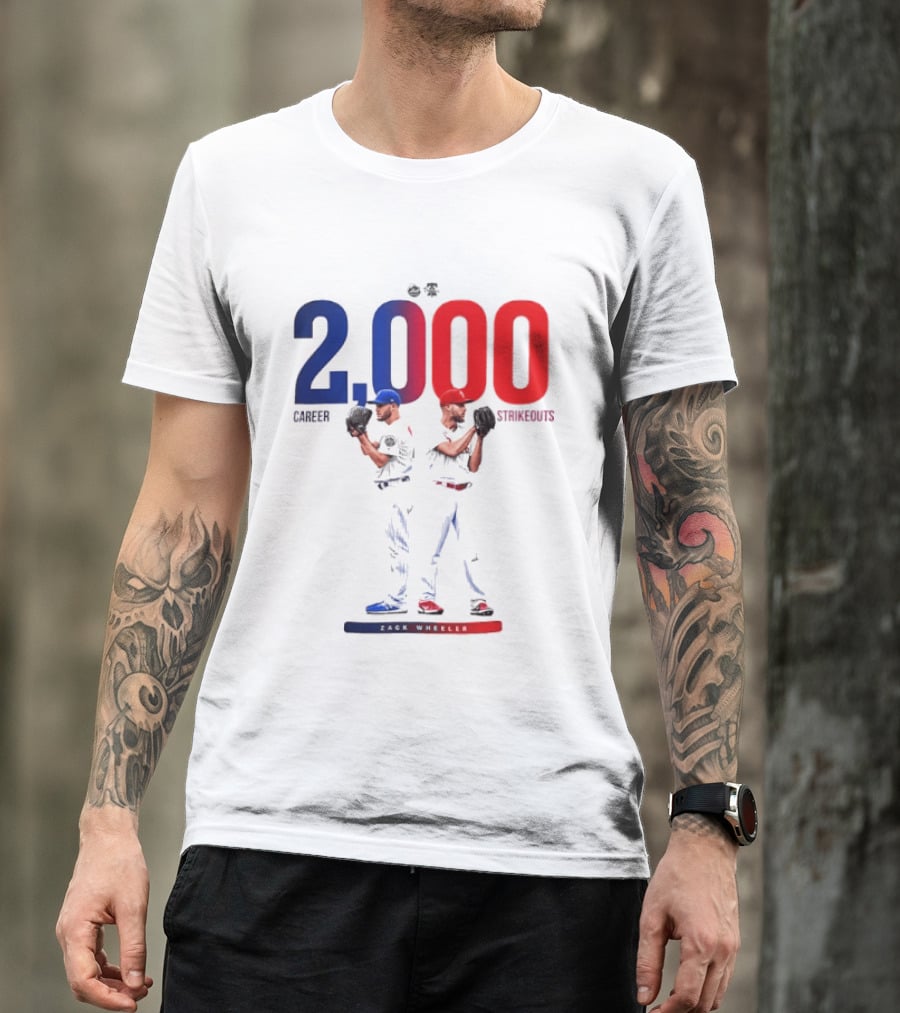 Zack Wheeler 2000 Career Strikeouts NY Mets Philadelphia Phillies T-Shirt