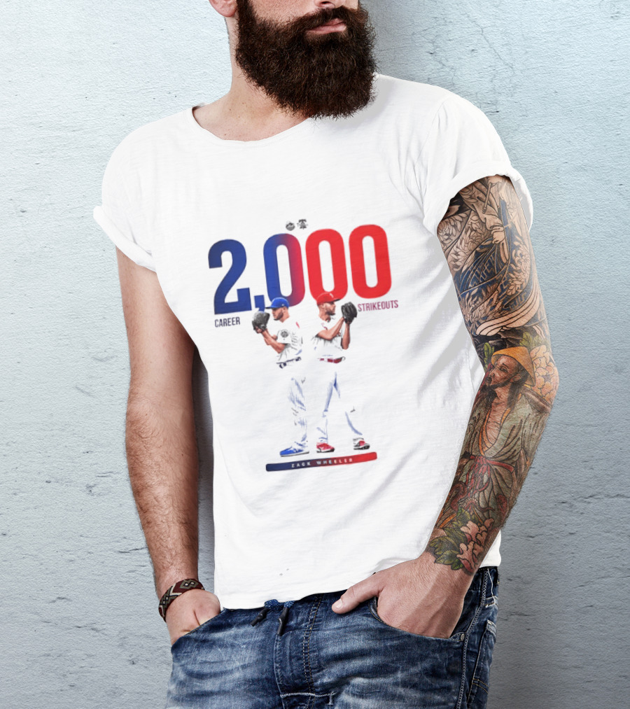 Zack Wheeler 2000 Career Strikeouts NY Mets Philadelphia Phillies T-Shirt