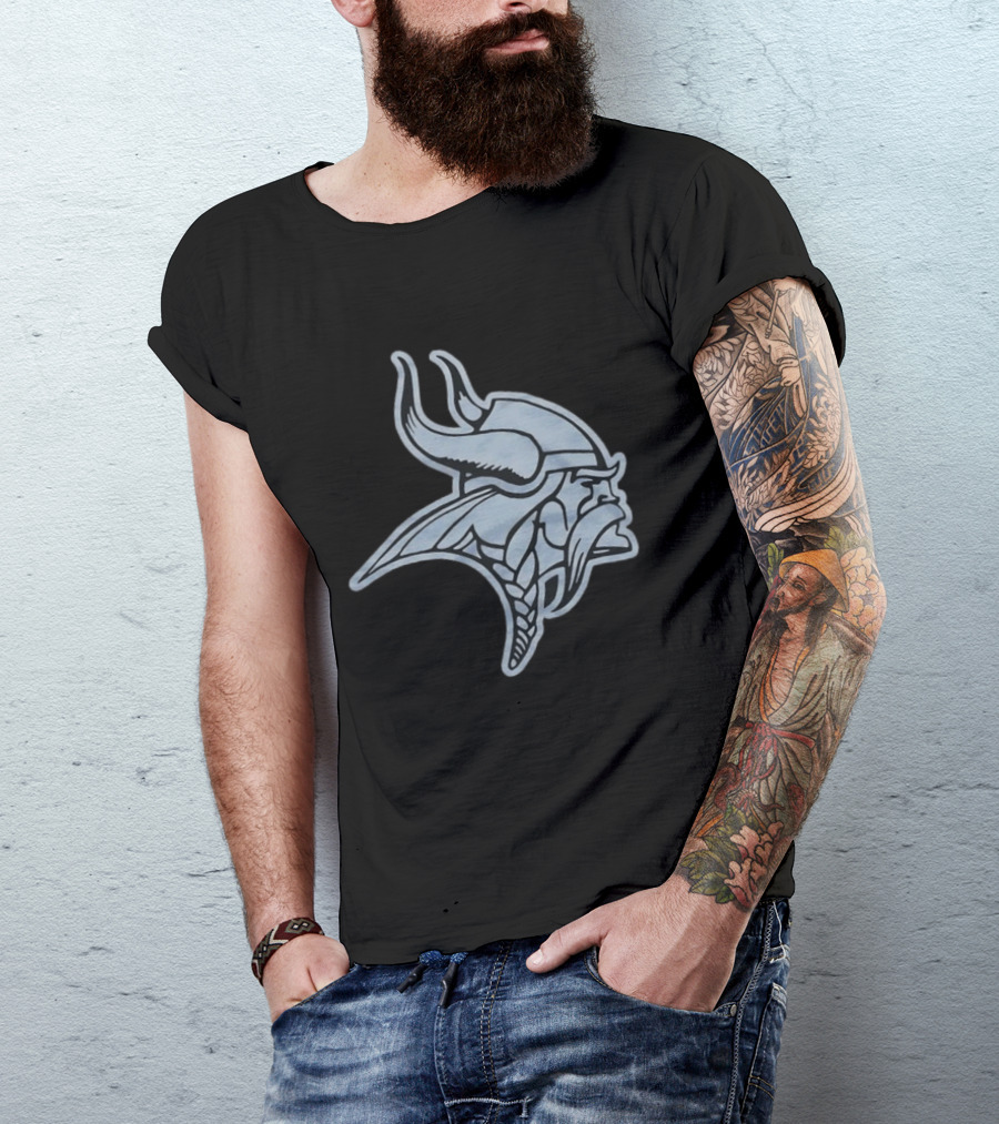 Minnesota Vikings Black Football Viking Helmet T-Shirt