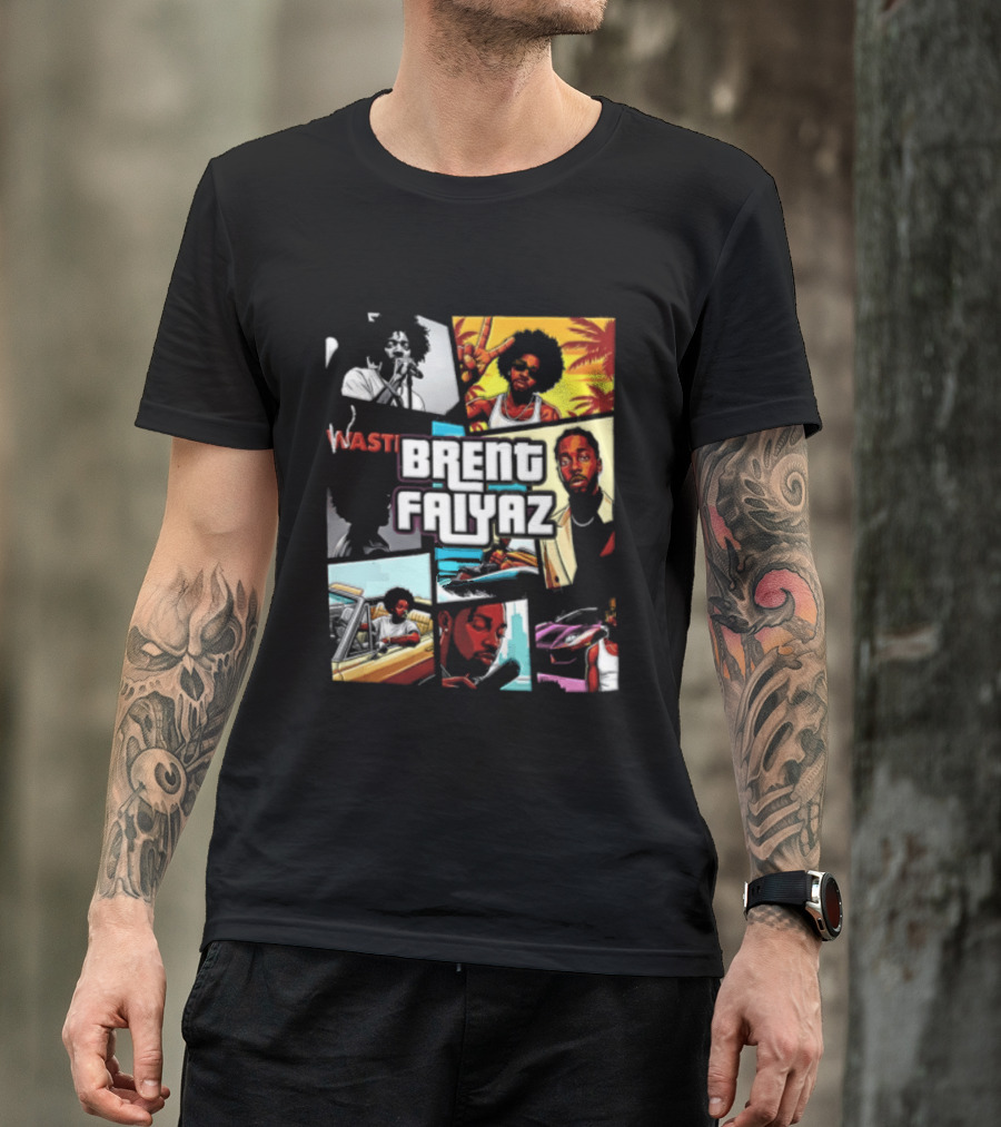 Brent Faiyaz Wasteland Multiple Panels Singer Lifestyle Retro Beach Vibe T-Shirt