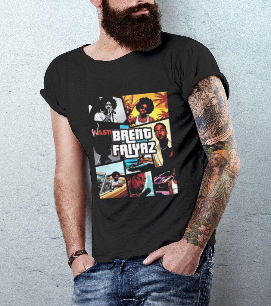 Brent Faiyaz Wasteland Multiple Panels Singer Lifestyle Retro Beach Vibe T-Shirt