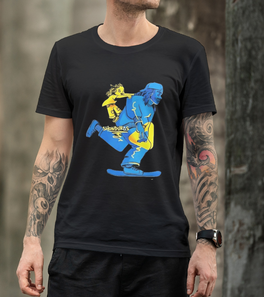 Shonduras Skateboard Skater Yellow Blue T-Shirt