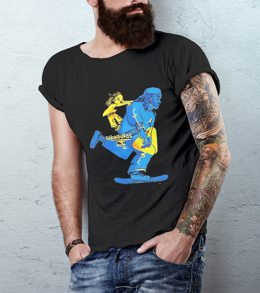 Shonduras Skateboard Skater Yellow Blue T-Shirt