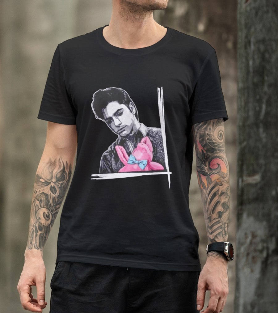 John Stamos Uncle Jesse Pink Bunny With Blue Bow Tie T-Shirt