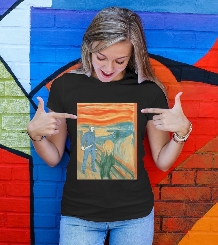 Michael Myers Meets The Scream Edvard Munch Mashup T-Shirt