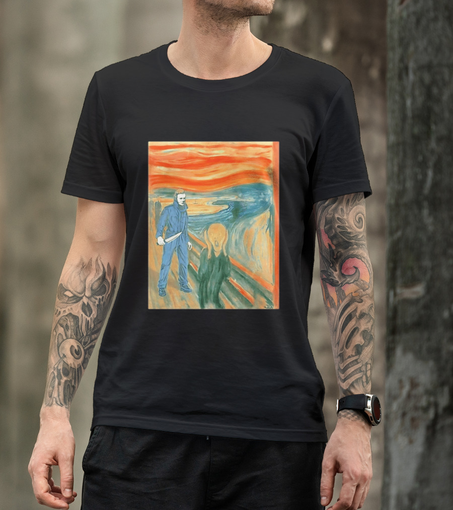 Michael Myers Meets The Scream Edvard Munch Mashup T-Shirt
