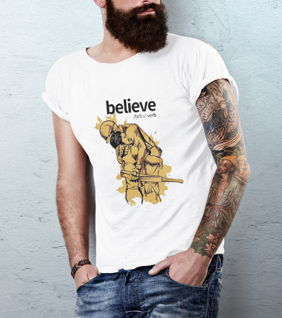 Believe Verb Definition Inspirational Motivation Embrace Cricket Players Hugging T-Shirt