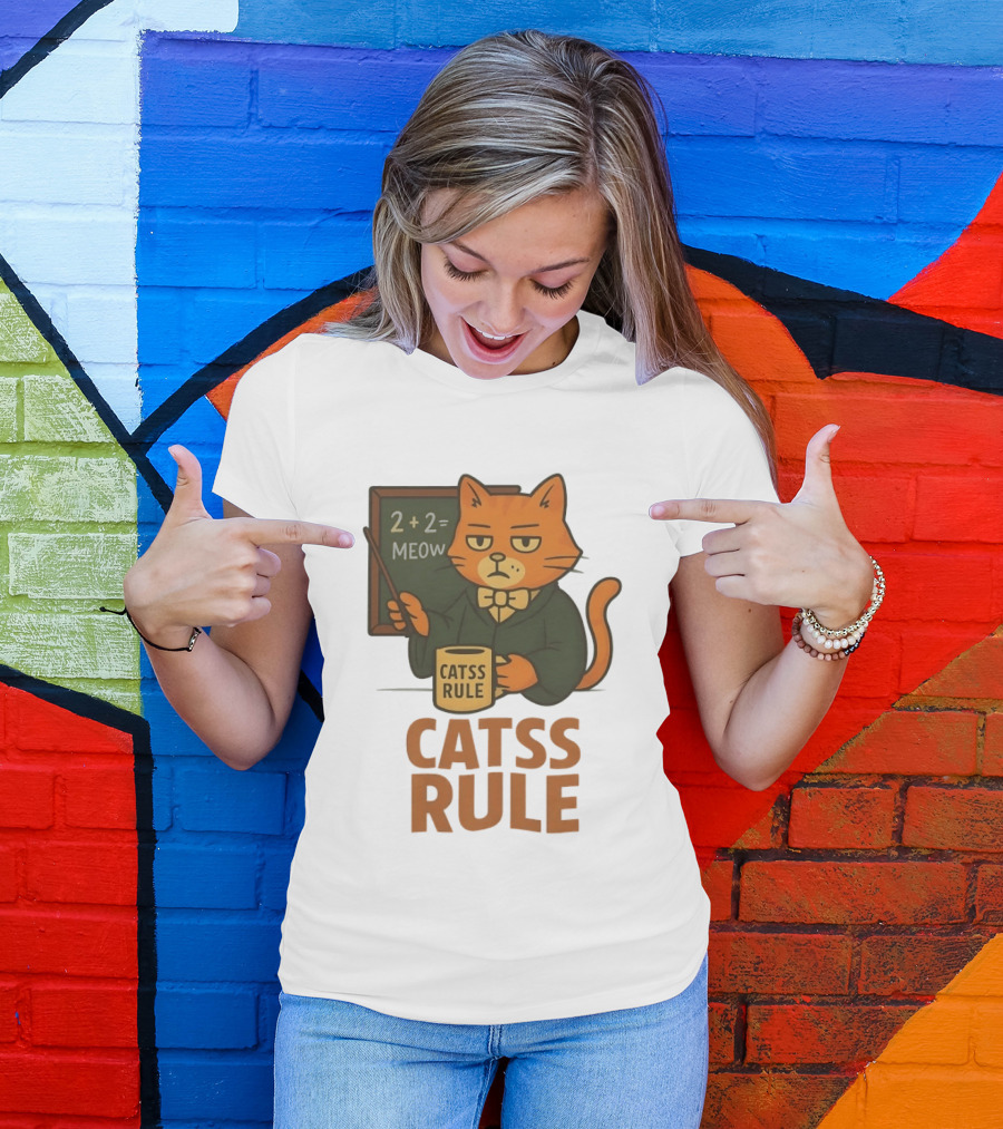Catss Rule Teacher 2+2 Equals Meow Coffee T-Shirt