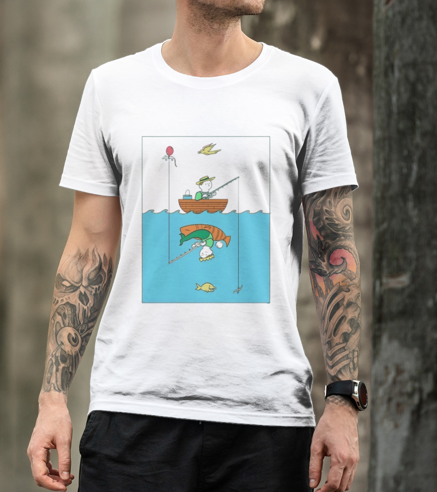 Owenbroadcast Fishing Bear With Turtle And Balloon T-Shirt