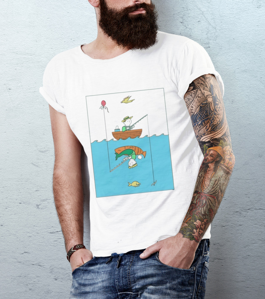 Owenbroadcast Fishing Bear With Turtle And Balloon T-Shirt