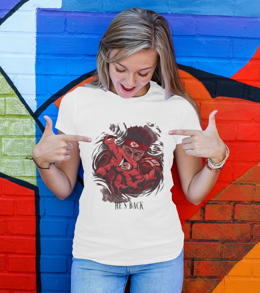 Patrick Mahomes He's Back Kansas City Chiefs Anime Style Football T-Shirt