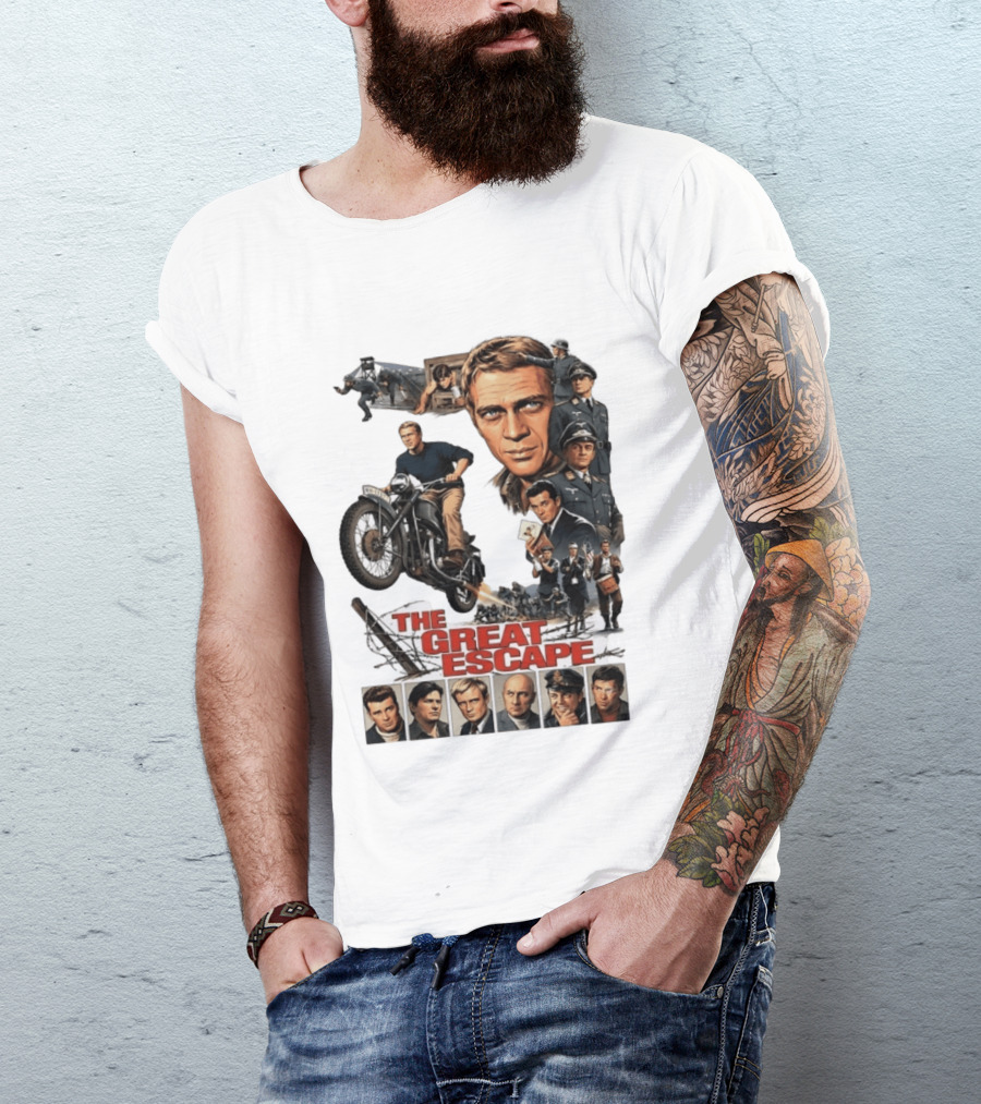 The Great Escape Classic Cinema Movie Steve McQueen 60s War Film T-Shirt