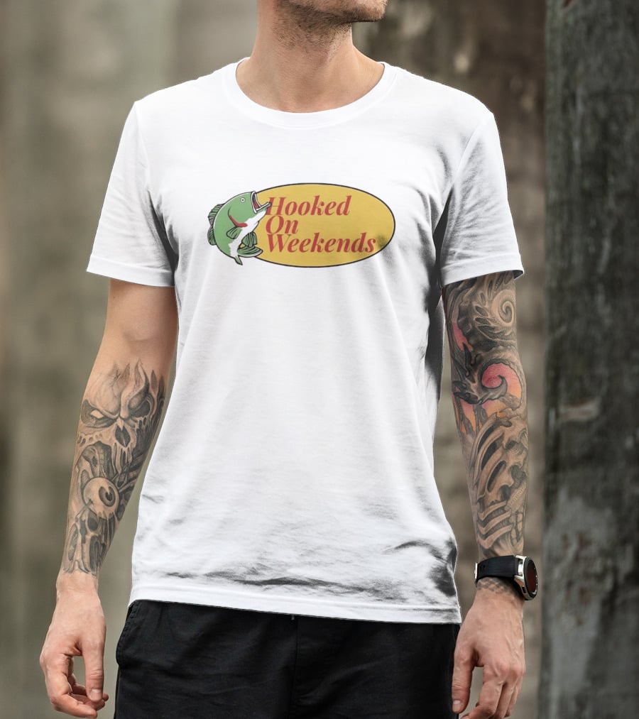 Hooked On Weekends Fishing Outdoors Weekend Fish Clipart T-Shirt