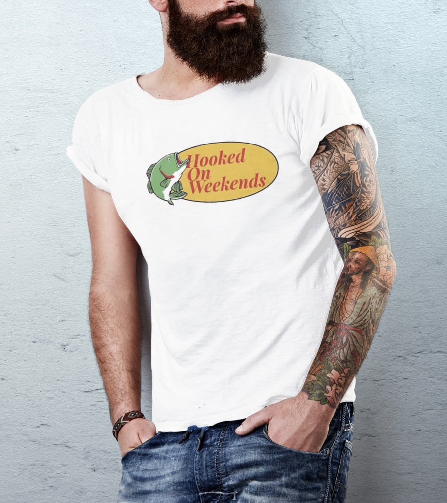 Hooked On Weekends Fishing Outdoors Weekend Fish Clipart T-Shirt