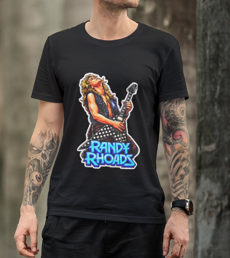 Randy Rhoads Polka Guitar Blonde Guitarist Playing T-Shirt