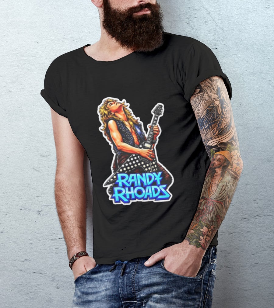 Randy Rhoads Polka Guitar Blonde Guitarist Playing T-Shirt