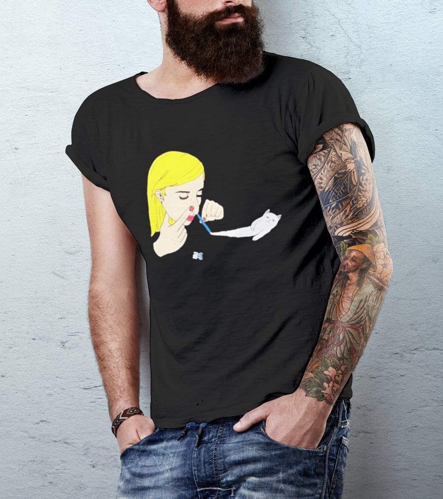Ripndip Nermal Snorting Cat Blonde Girl Streetwear T-Shirt