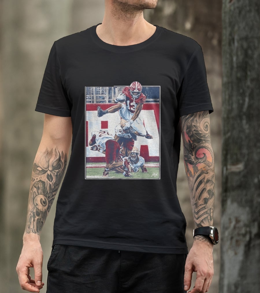 Alabama Football EJ Crowell Leaping Over Noles Defenders T-Shirt