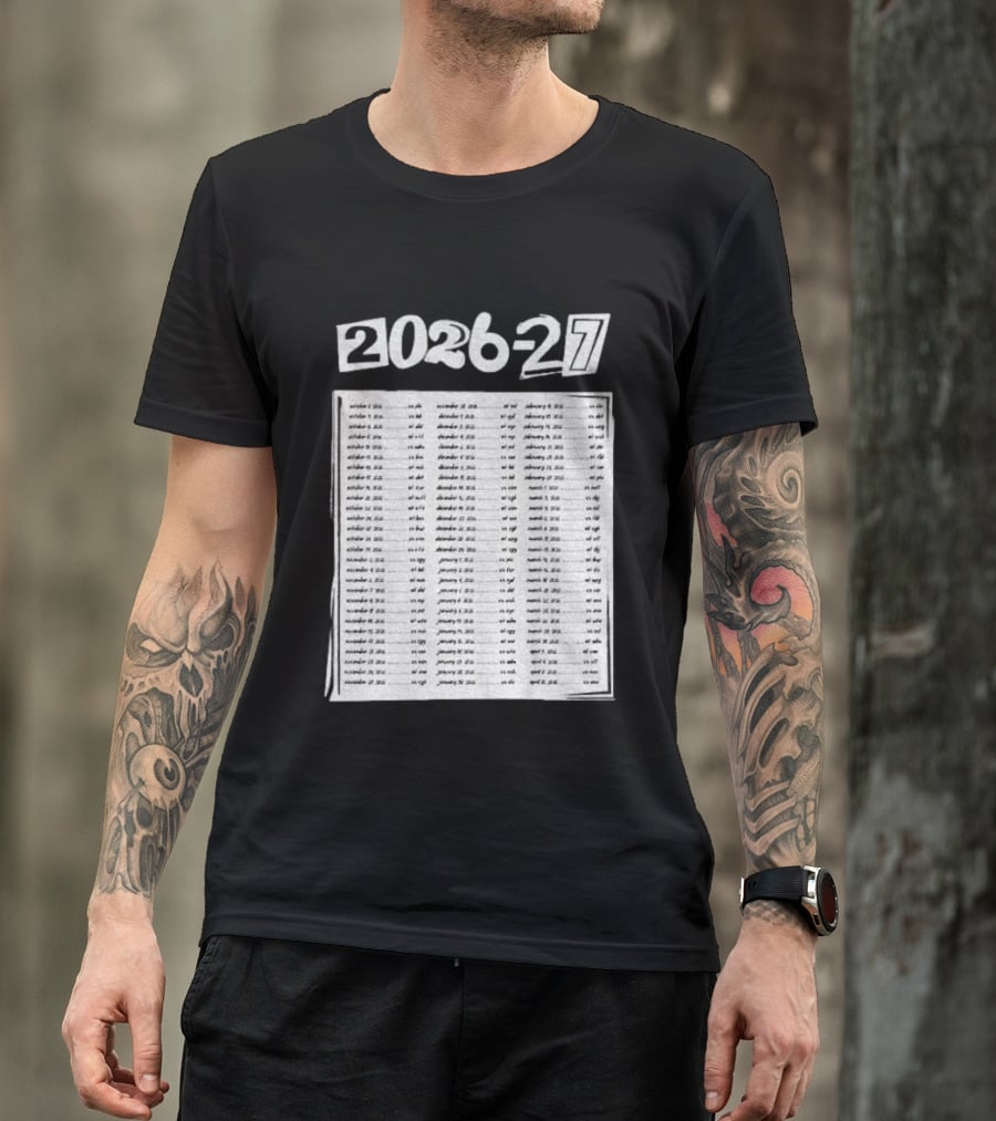 2026 2027 San Jose Sharks Team Hockey Match Date Schedule T-Shirt