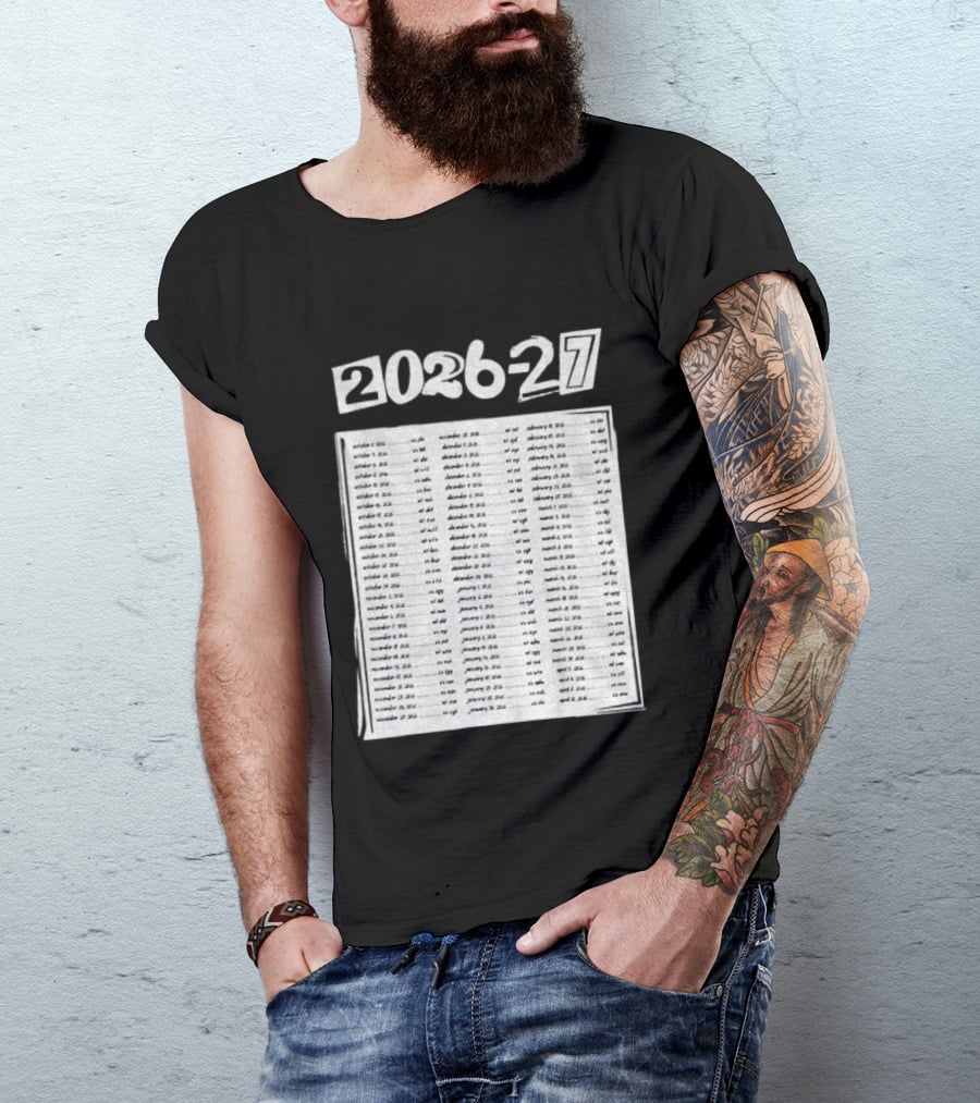 2026 2027 San Jose Sharks Team Hockey Match Date Schedule T-Shirt