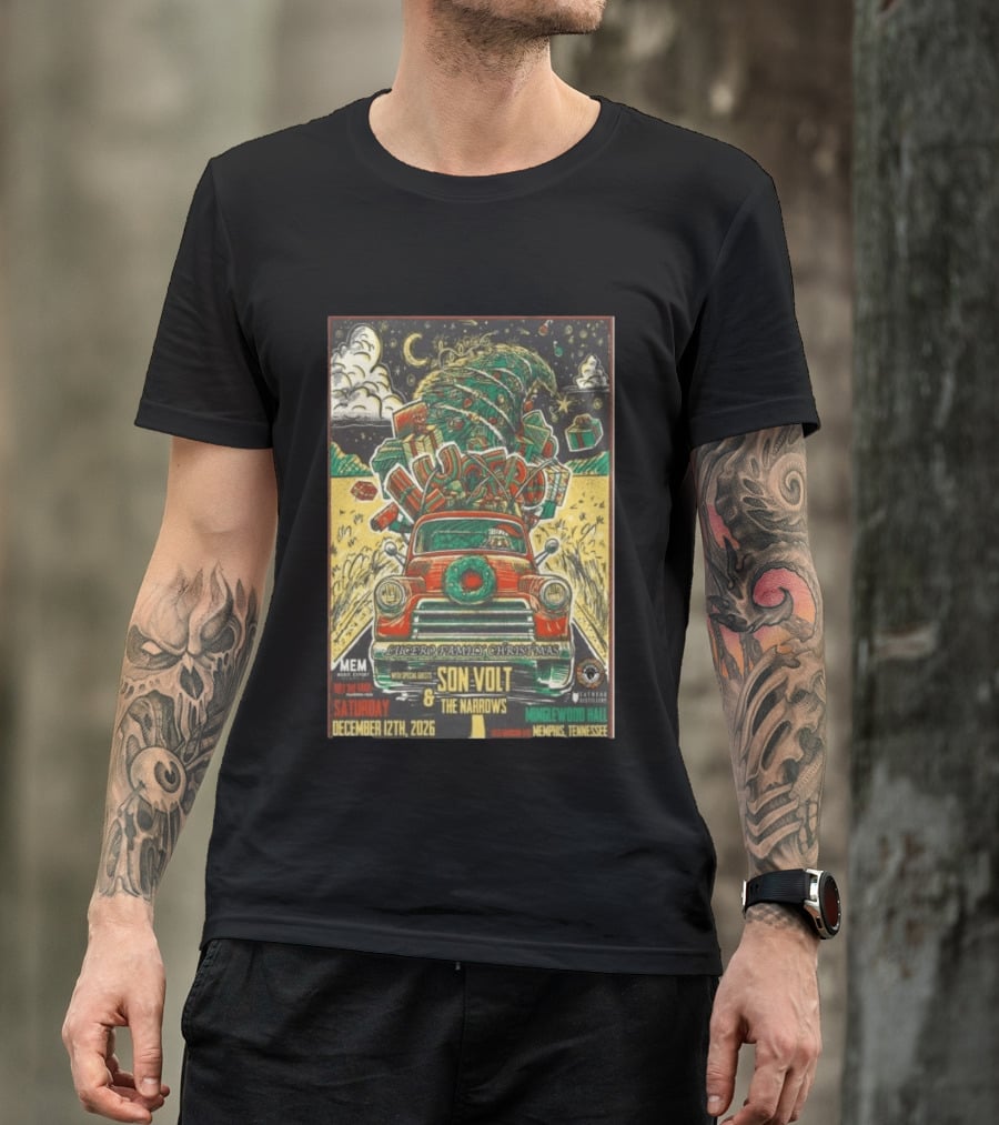 Lucero Family Christmas Concert Memphis Minglewood Hall December 12 2026 Featuring Son Volt And The Narrows Holiday Bash T-Shirt