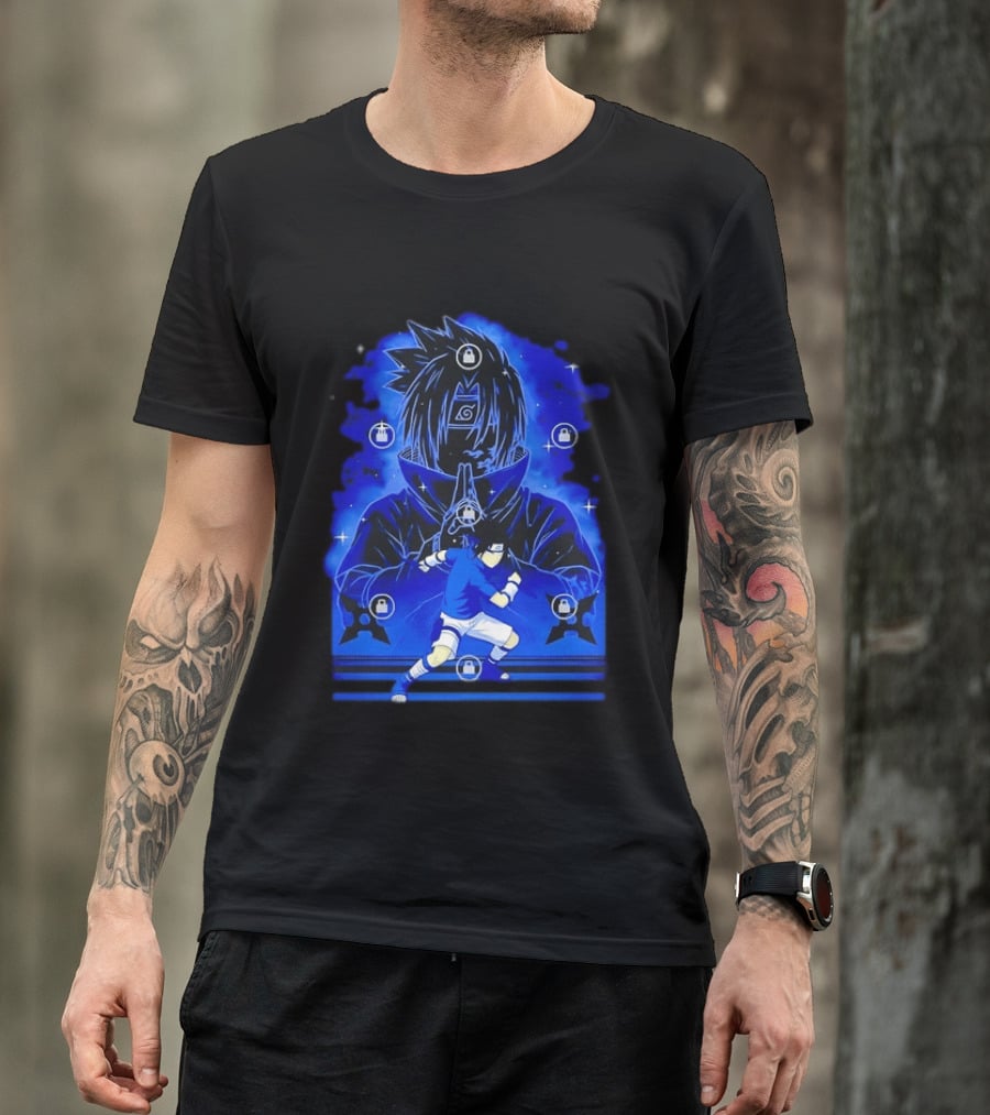 Sasuke Uchiha Naruto Anime Ninja Sharingan Chidori Jutsu T-Shirt