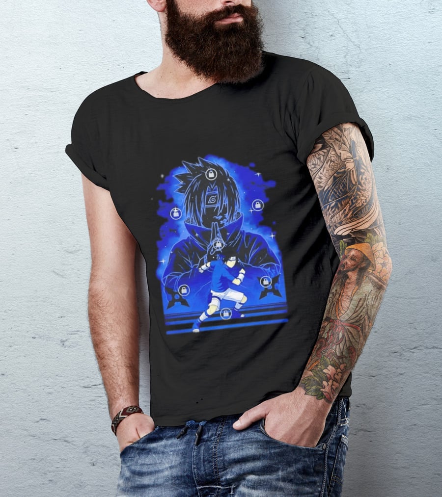 Sasuke Uchiha Naruto Anime Ninja Sharingan Chidori Jutsu T-Shirt