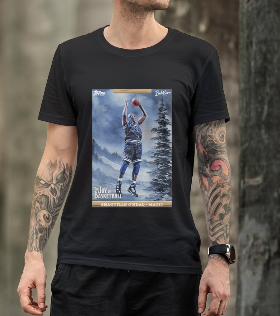 Shaquille O'Neal Magic Topps Bob Ross The Joy Of Basketball Card T-Shirt