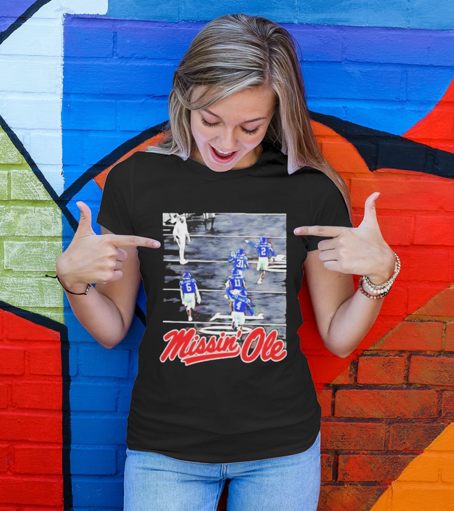 Missin' Ole Mississippi Rebels Football Players In Action T-Shirt