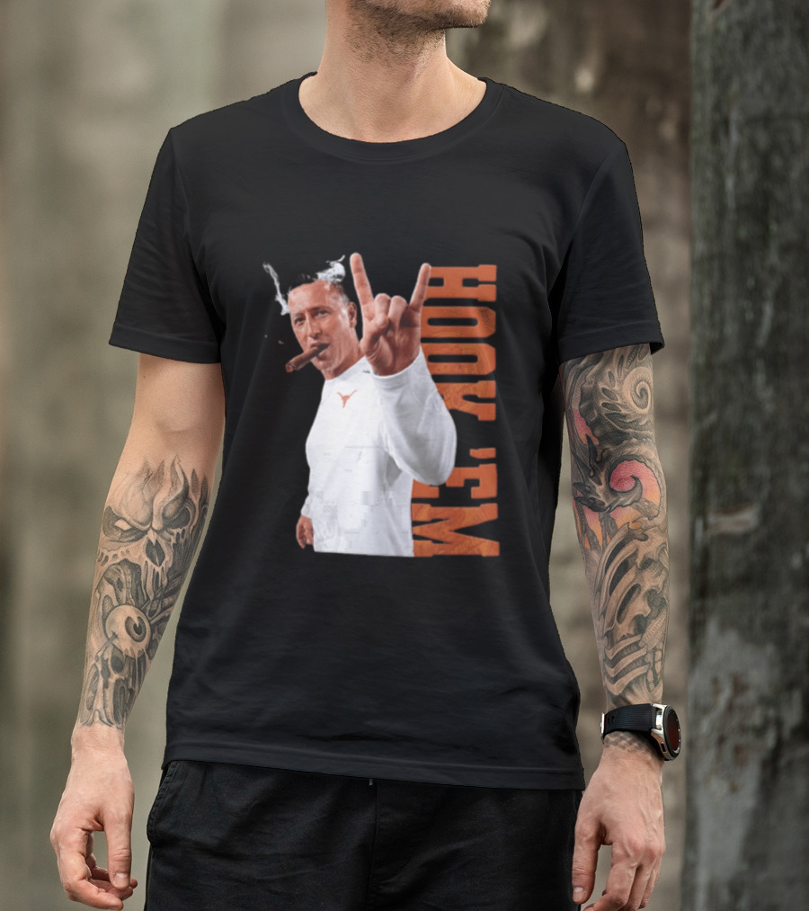 Steve Sarkisian Texas Longhorns NCAA Hook Em Smoking Cigar T-Shirt