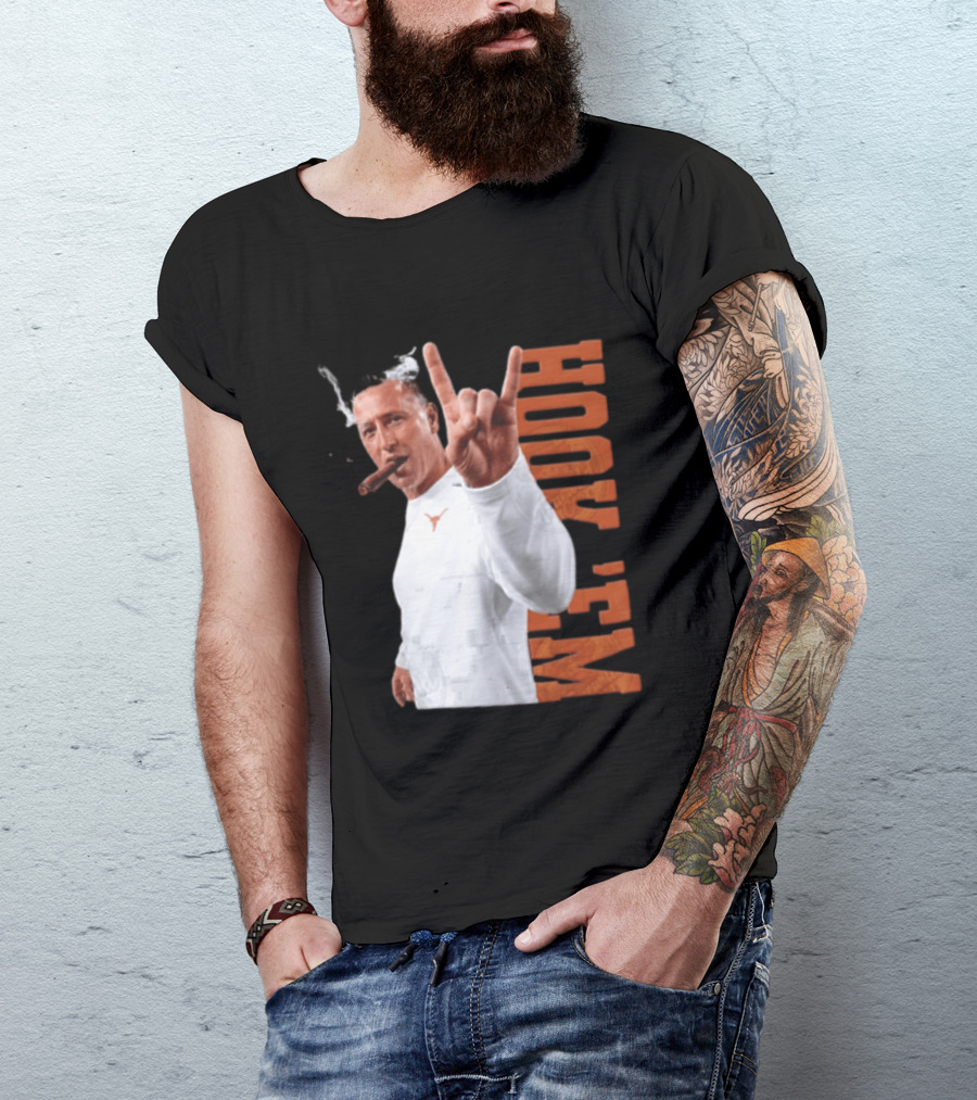 Steve Sarkisian Texas Longhorns NCAA Hook Em Smoking Cigar T-Shirt