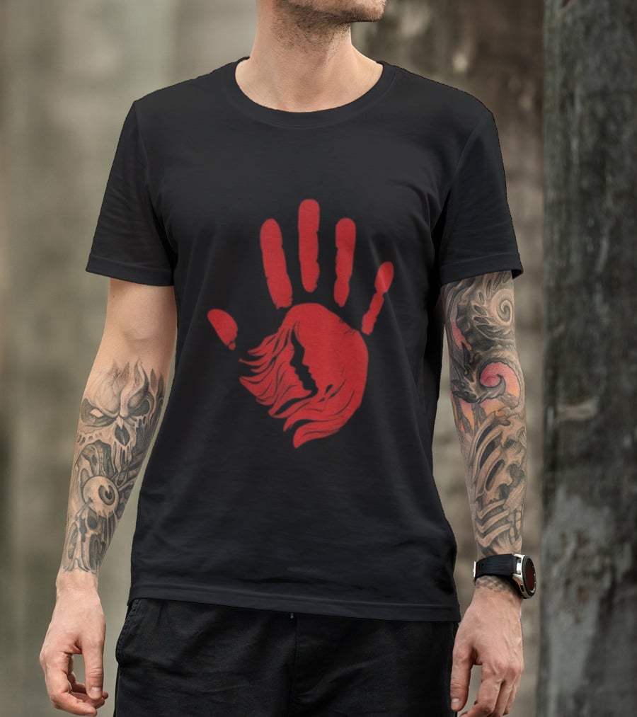 No More Stolen Sisters MMIW Awareness Red Handprint Symbol Advocacy T-Shirt