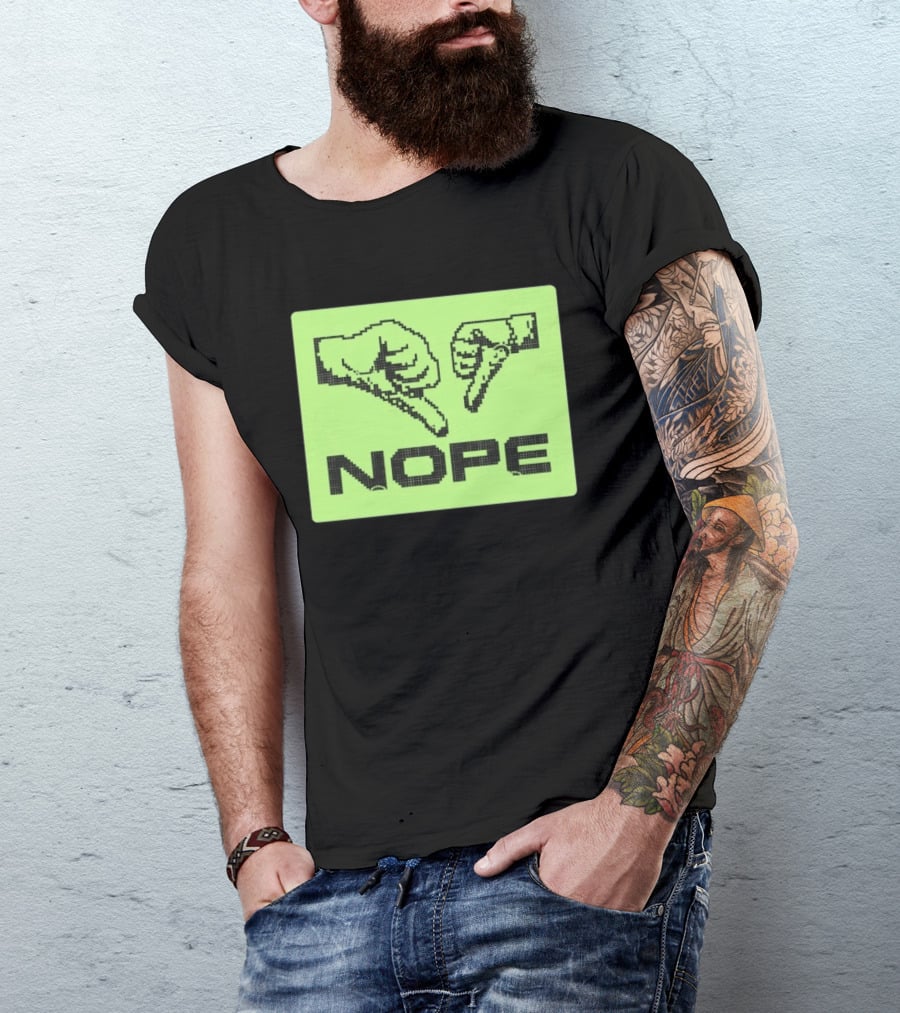 Nope Thumbs Down Pixel Art Dislike Expression T-Shirt