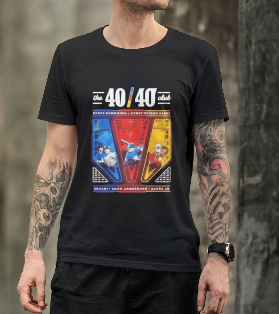 The 40 40 Club Forty Home Runs Forty Stolen Bases Ohtani Crow Armstrong Acuña Jr T-Shirt