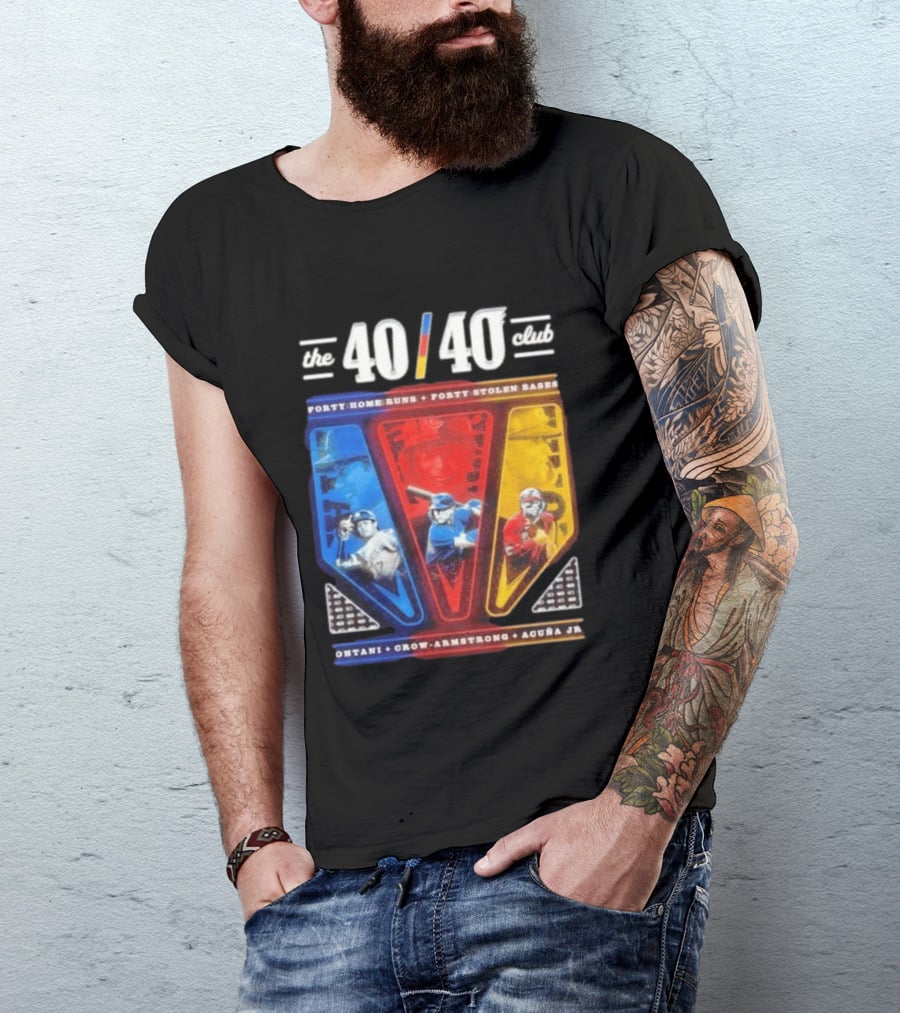 The 40 40 Club Forty Home Runs Forty Stolen Bases Ohtani Crow Armstrong Acuña Jr T-Shirt