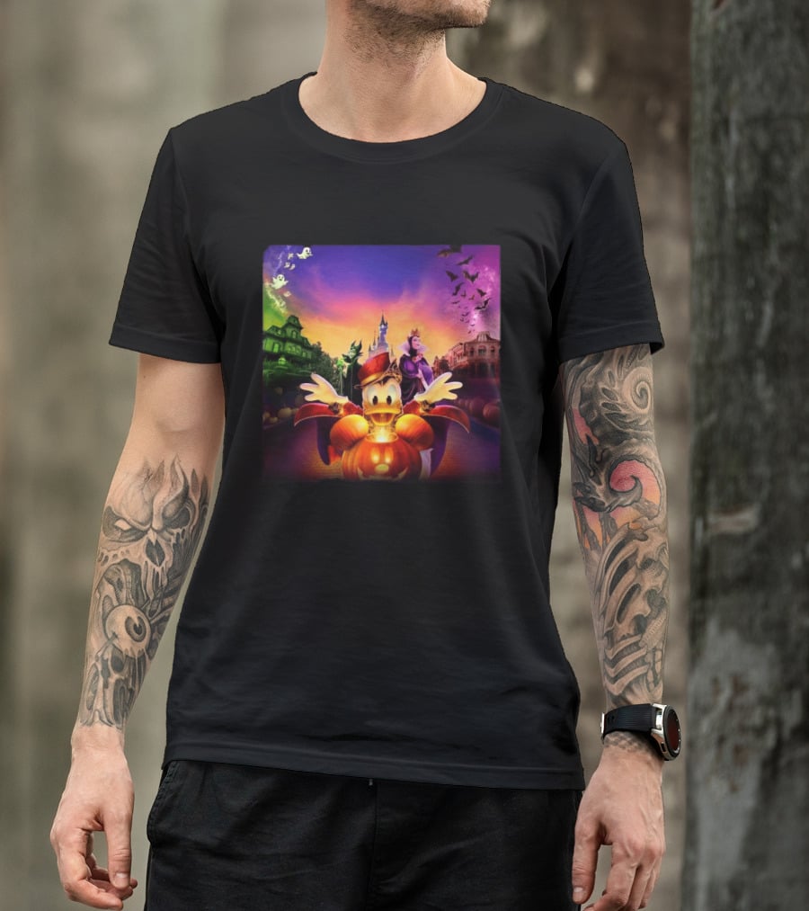 2026 Disney Halloween Festival Disneyland Paris With Haunted Mansion And Donald Duck T-Shirt