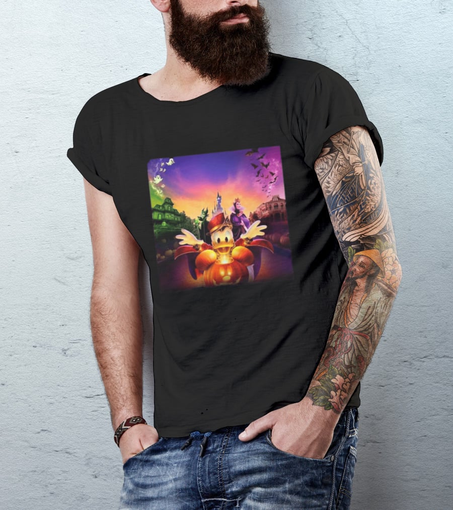 2026 Disney Halloween Festival Disneyland Paris With Haunted Mansion And Donald Duck T-Shirt
