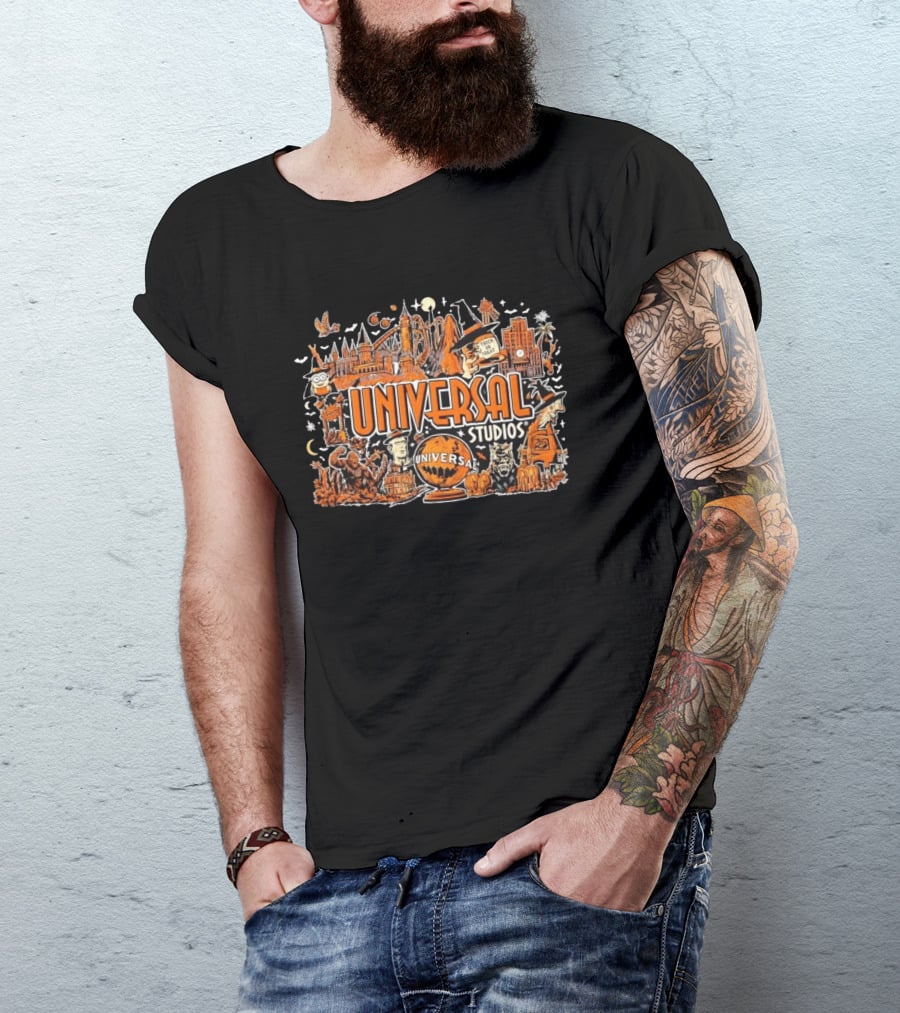 Universal Studios Halloween Horror Nights Trick Or Treat Monsters And Roller T-Shirt