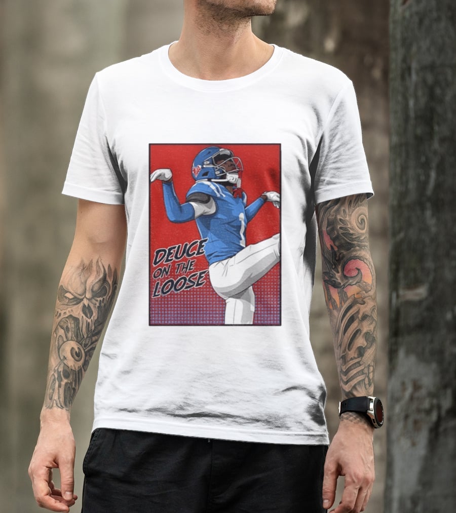 Deuce On The Loose Ole Miss Rebels Football Player Action T-Shirt