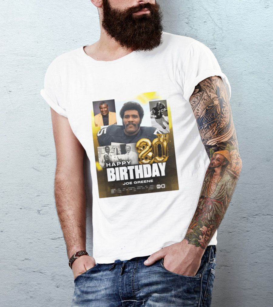 Happy 80th Birthday Joe Greene Pittsburgh Steelers 75 NFL Legend Iconic Moments T-Shirt