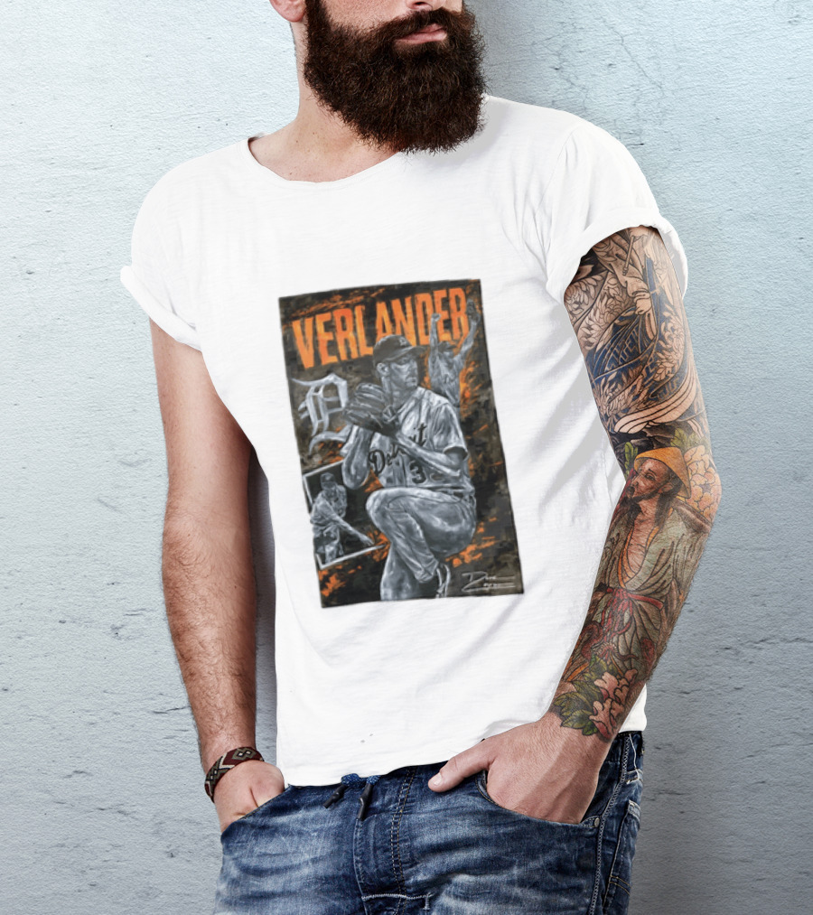 Verlander Detroit Tigers MLB Pitcher 35 Baseball T-Shirt