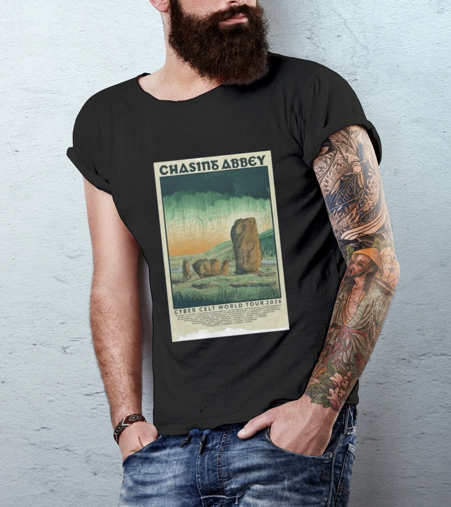 Chasin Abbey Cyber Celt World Tour 2026 Stone Circle Landscape T-Shirt