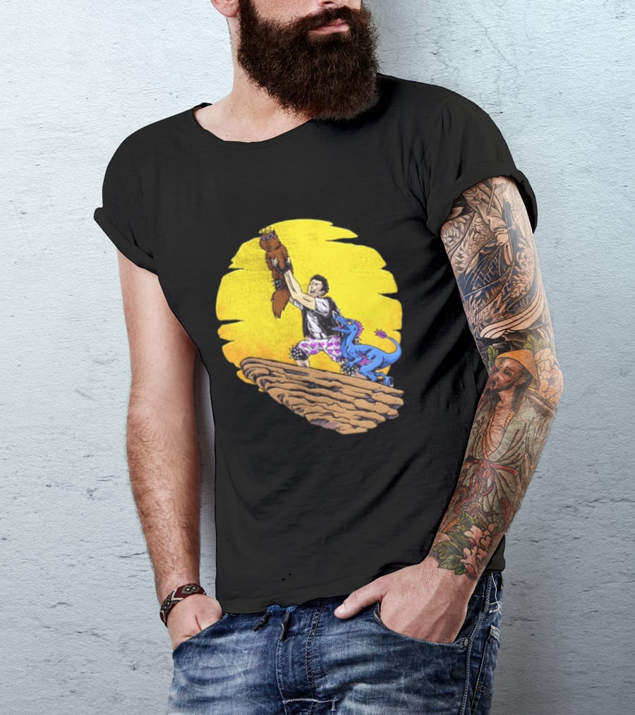 Randy Marsh Holding Cat With Blue Dinosaur Scene T-Shirt