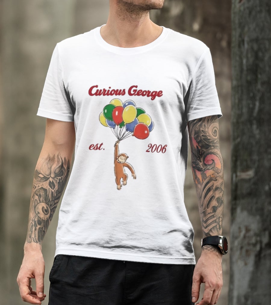 Curious George Est 2006 Balloons Vintage Style Retro Fun T-Shirt